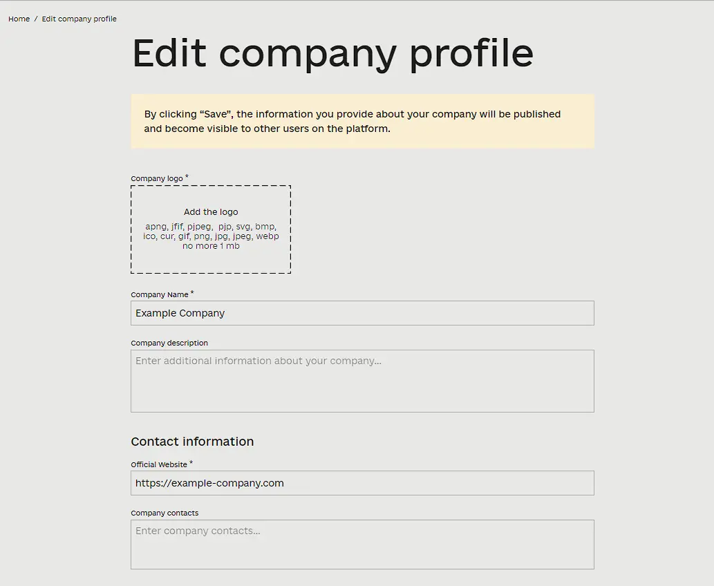 how to edit core fields in company profile