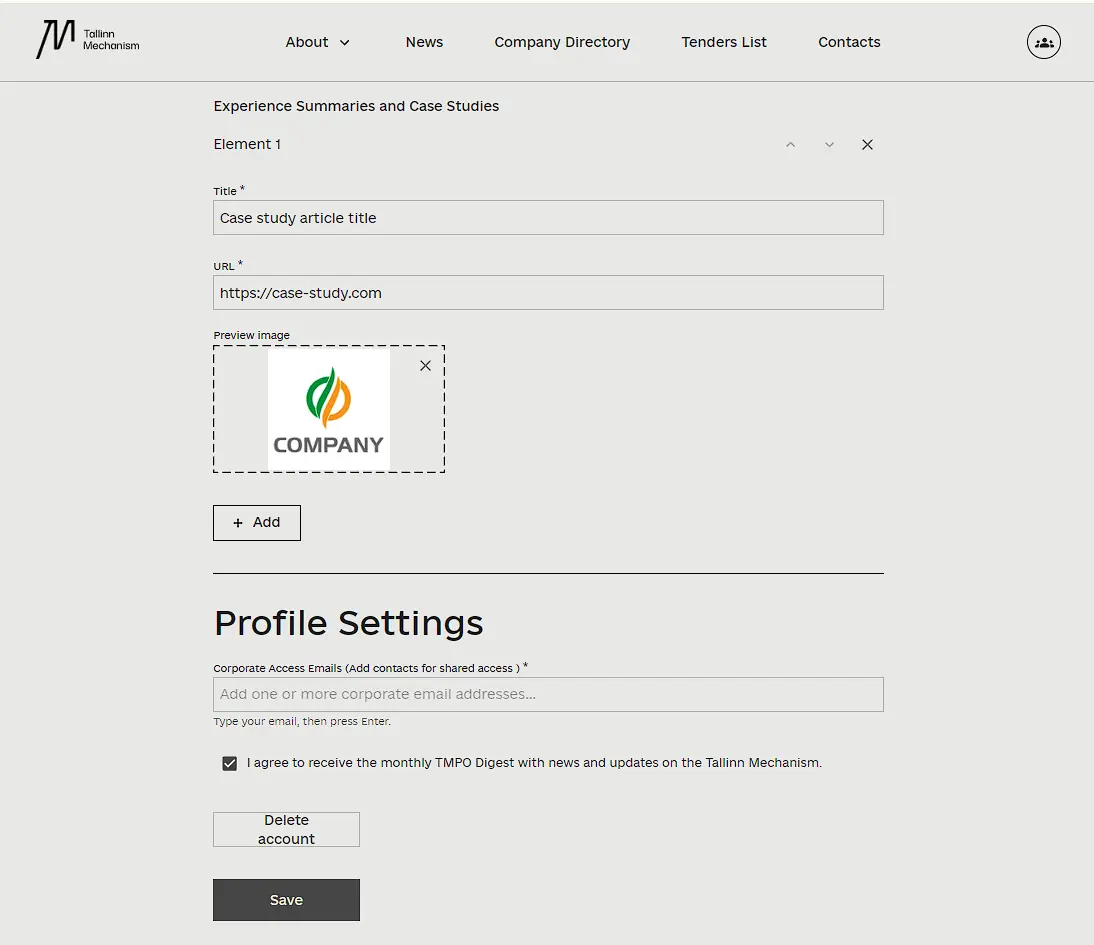 how to edit company profile