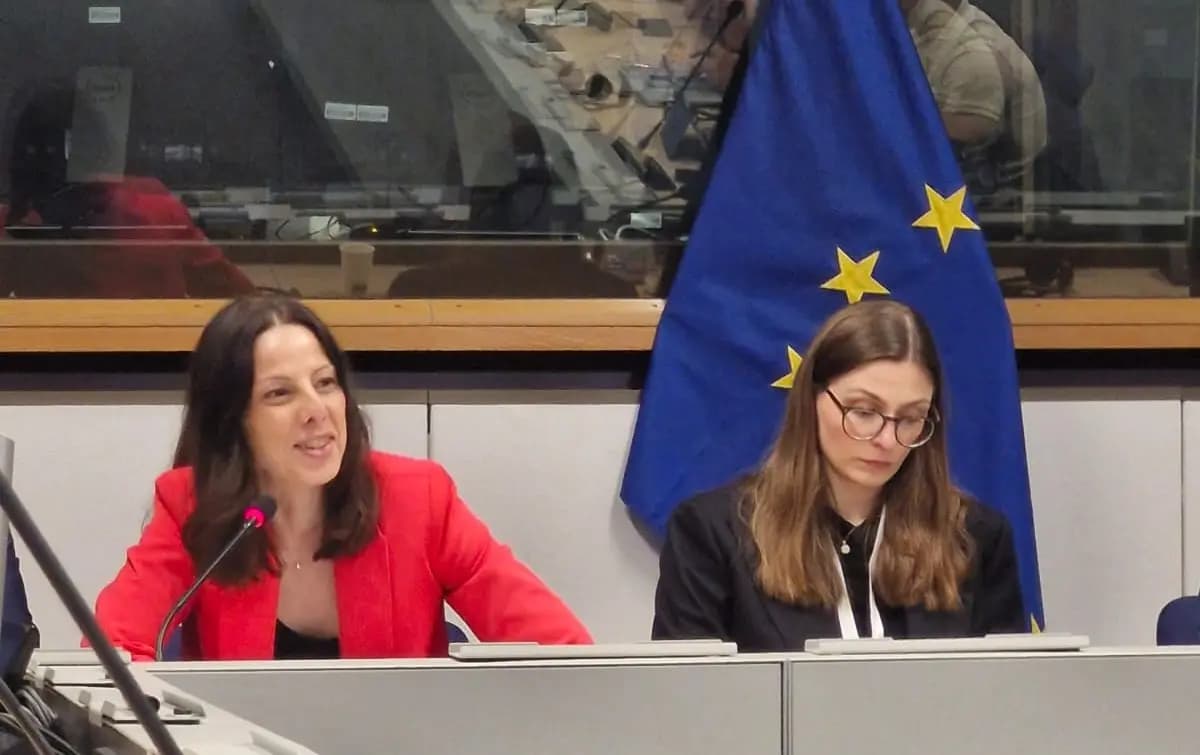 Barbara Gallo and Judith Orland during the conference speaking about growing partnership between the EU and Ukraine in cybersecurity