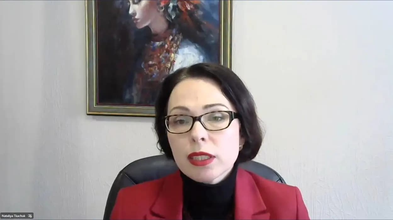 Nataliya Tkachuk sharing lessons on public-private partnerships during the cyberwar during the webinar for ECSO members